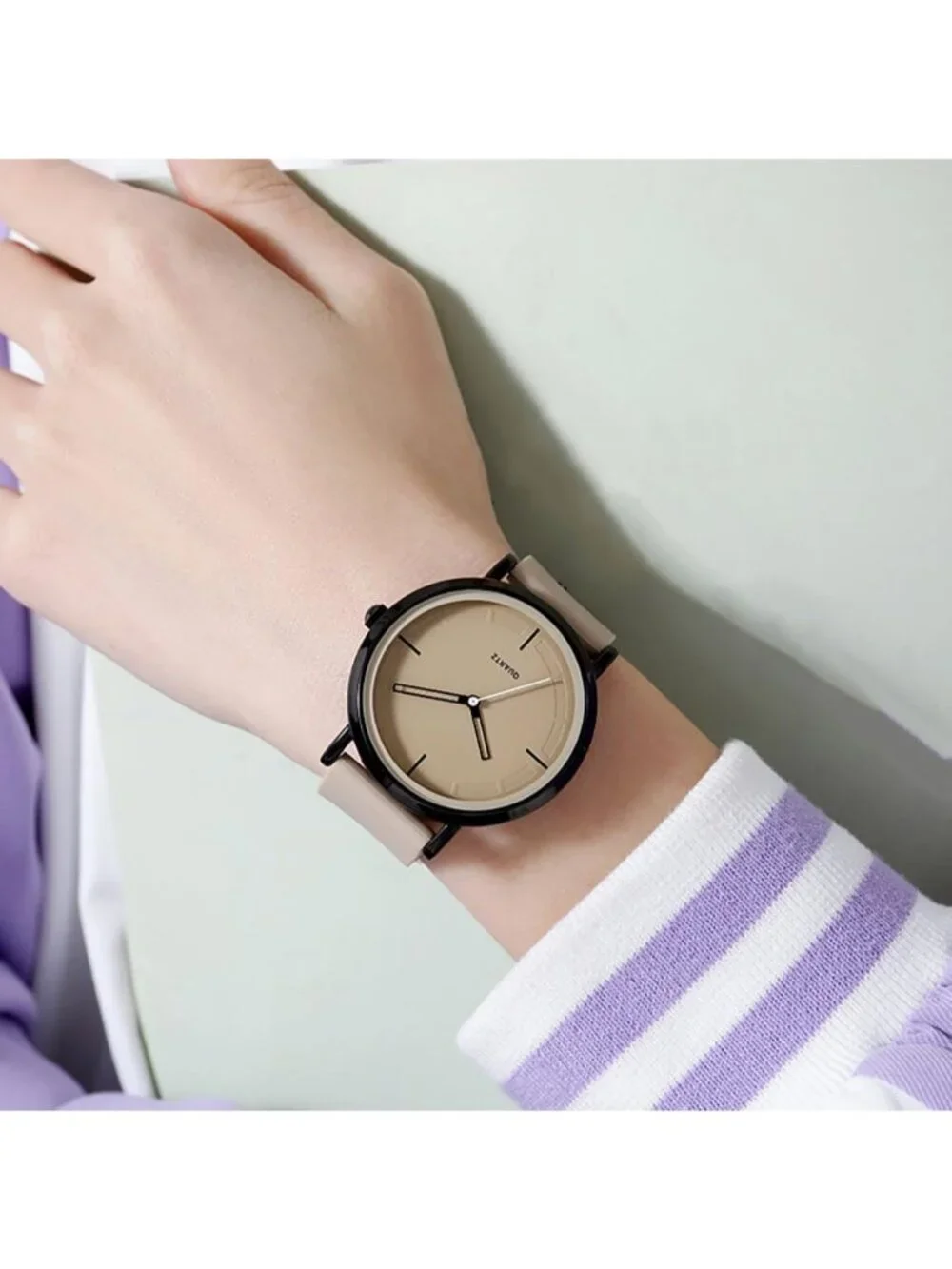 Unisex Khaki Waterproof Classic Analog Quartz Stylish Silicone Band Wrist Watch